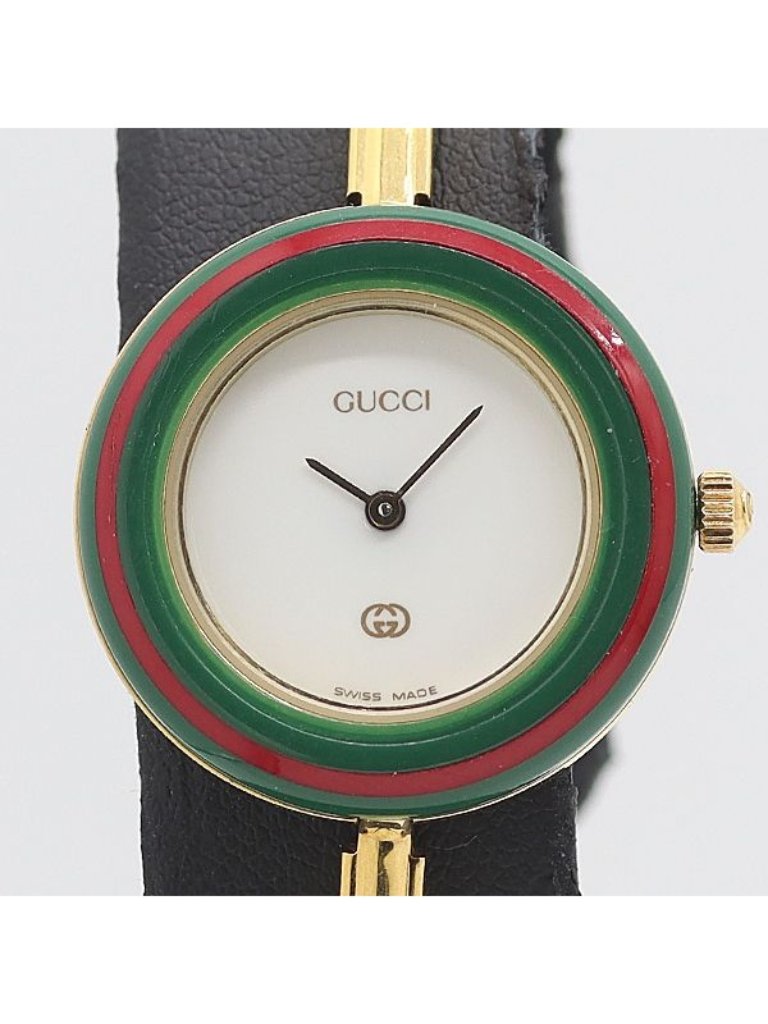 Gucci Change Bezel Quartz White Dial Bangle Watch